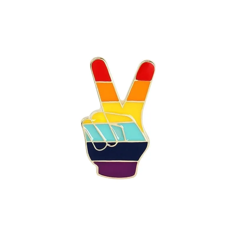 Fashion Pin Rainbow Gesture Heart Shape Alloy Enamel Unisex Brooches