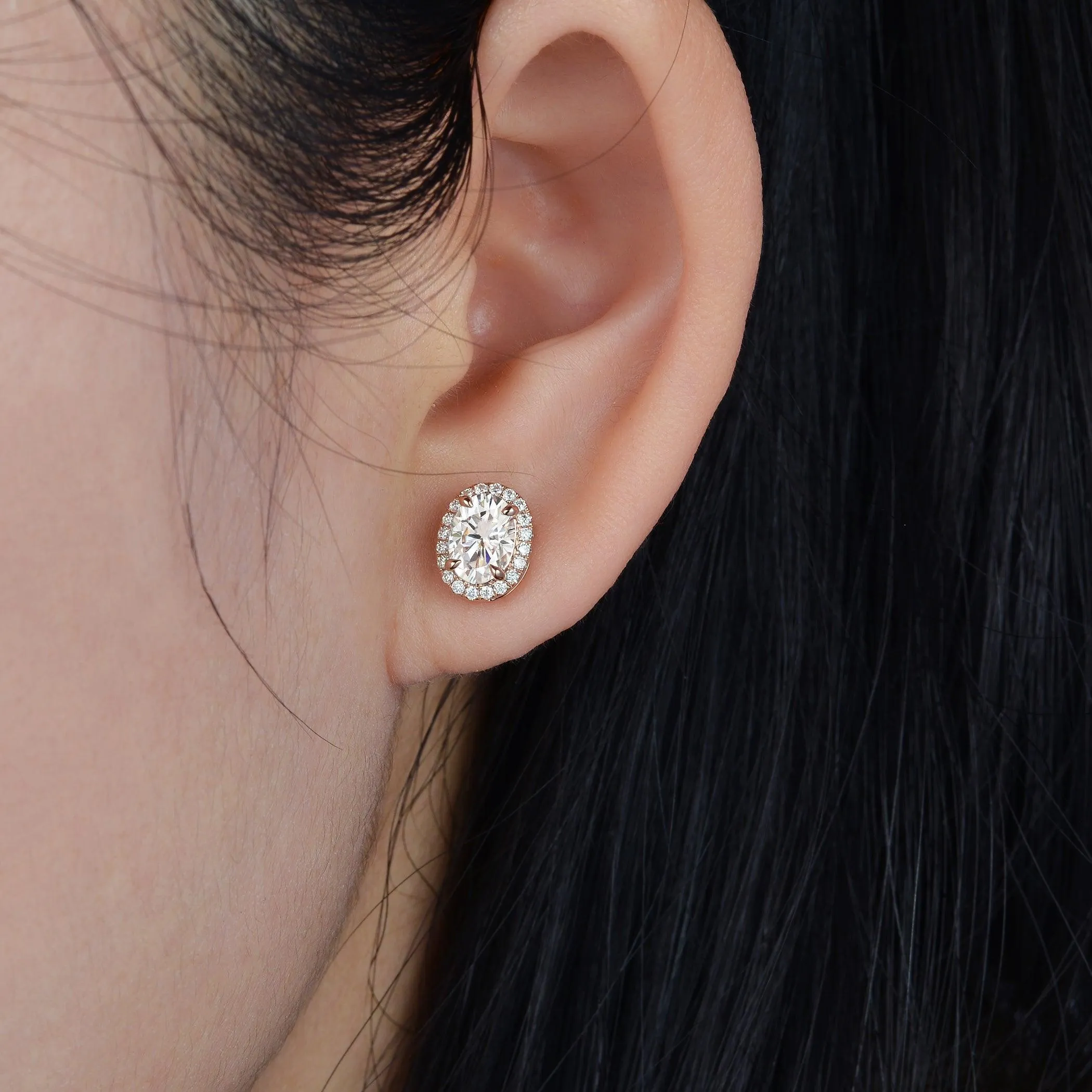 Felicegals Moissanite Classic Halo Earrings