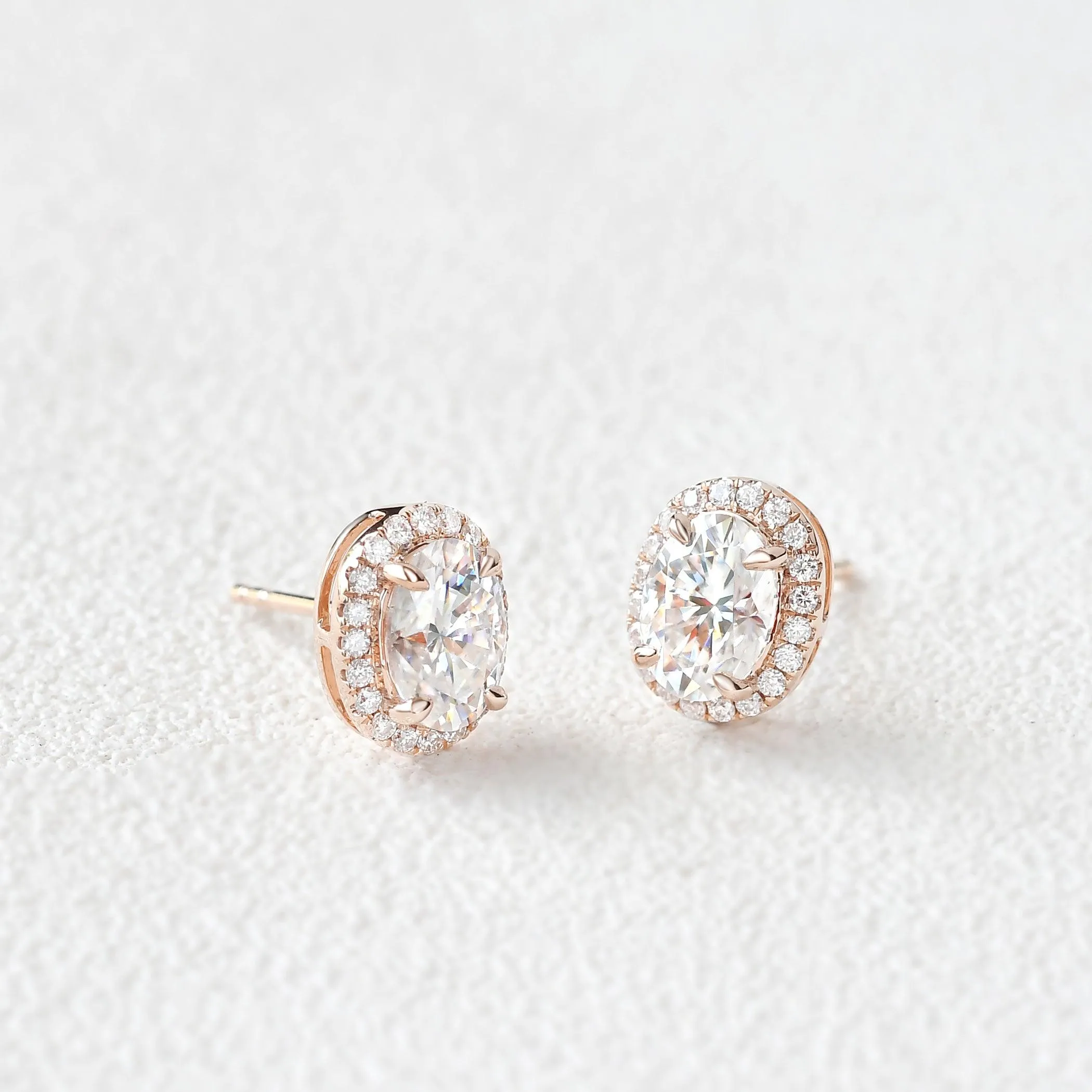 Felicegals Moissanite Classic Halo Earrings