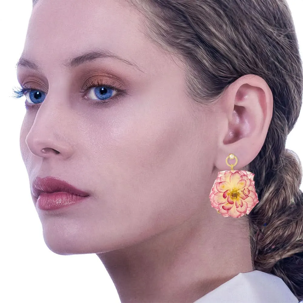 Flower Earrings Made From Rose Petals