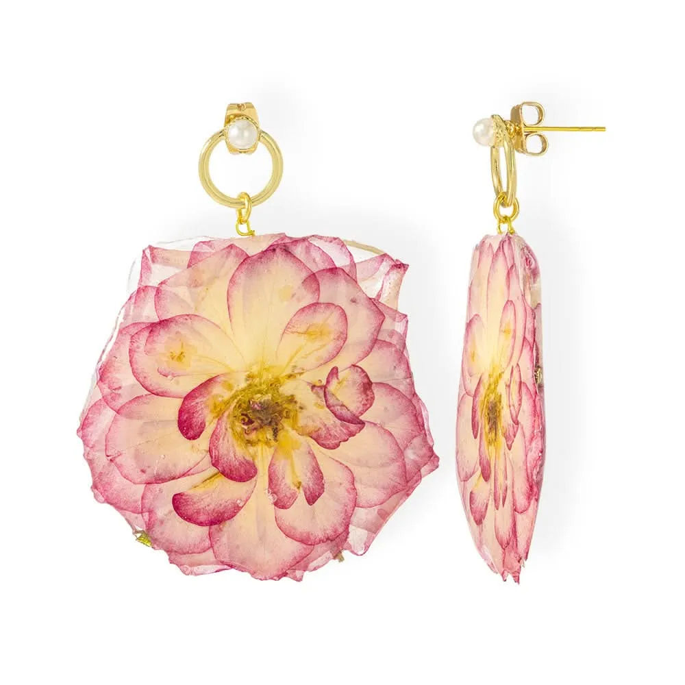 Flower Earrings Made From Rose Petals