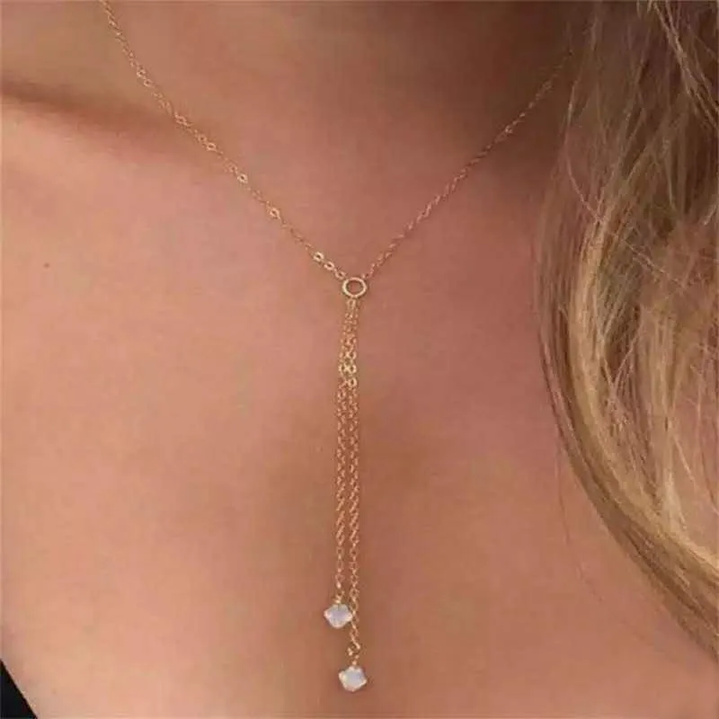 Flytonn LATS Gold Color Choker Necklace For Women Multilayer Long Moon Tassel Pendant Chain Necklaces & Pendants Chokers Fashion Jewelry