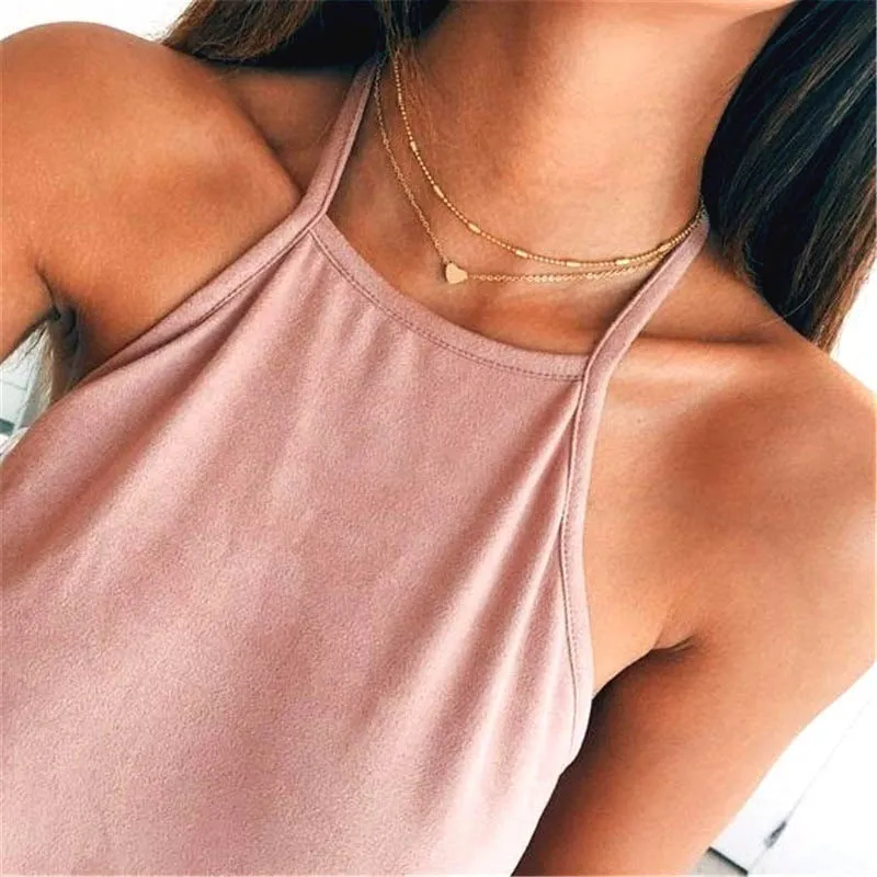 Flytonn LATS Gold Color Choker Necklace For Women Multilayer Long Moon Tassel Pendant Chain Necklaces & Pendants Chokers Fashion Jewelry