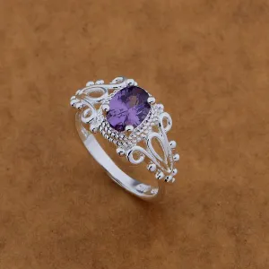 Free Shipping Promotion Silver plated Ring Fashion Jewerly Ring Women&Men wonderful/purple stone /arzajjga cefakvma AR476