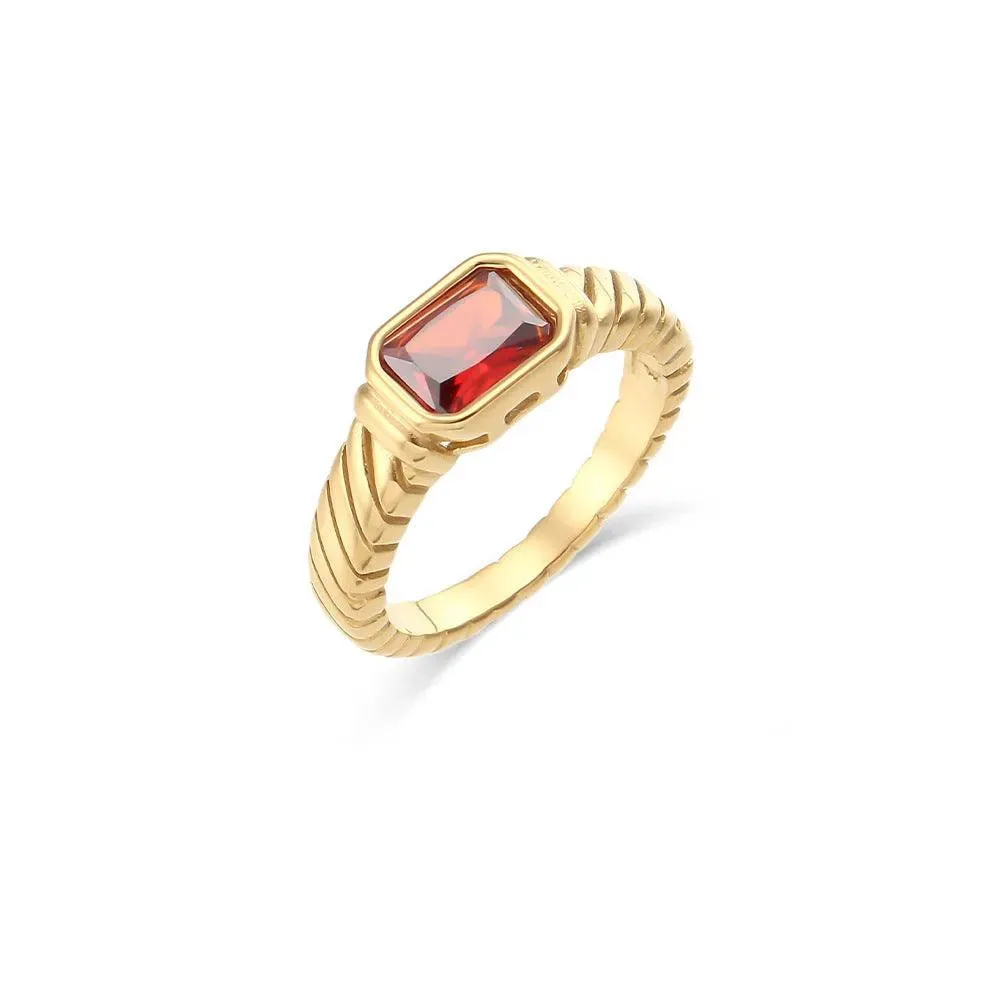 Geometric Cocktail Ring with Gemstone Accents - Fashion Ring for Women