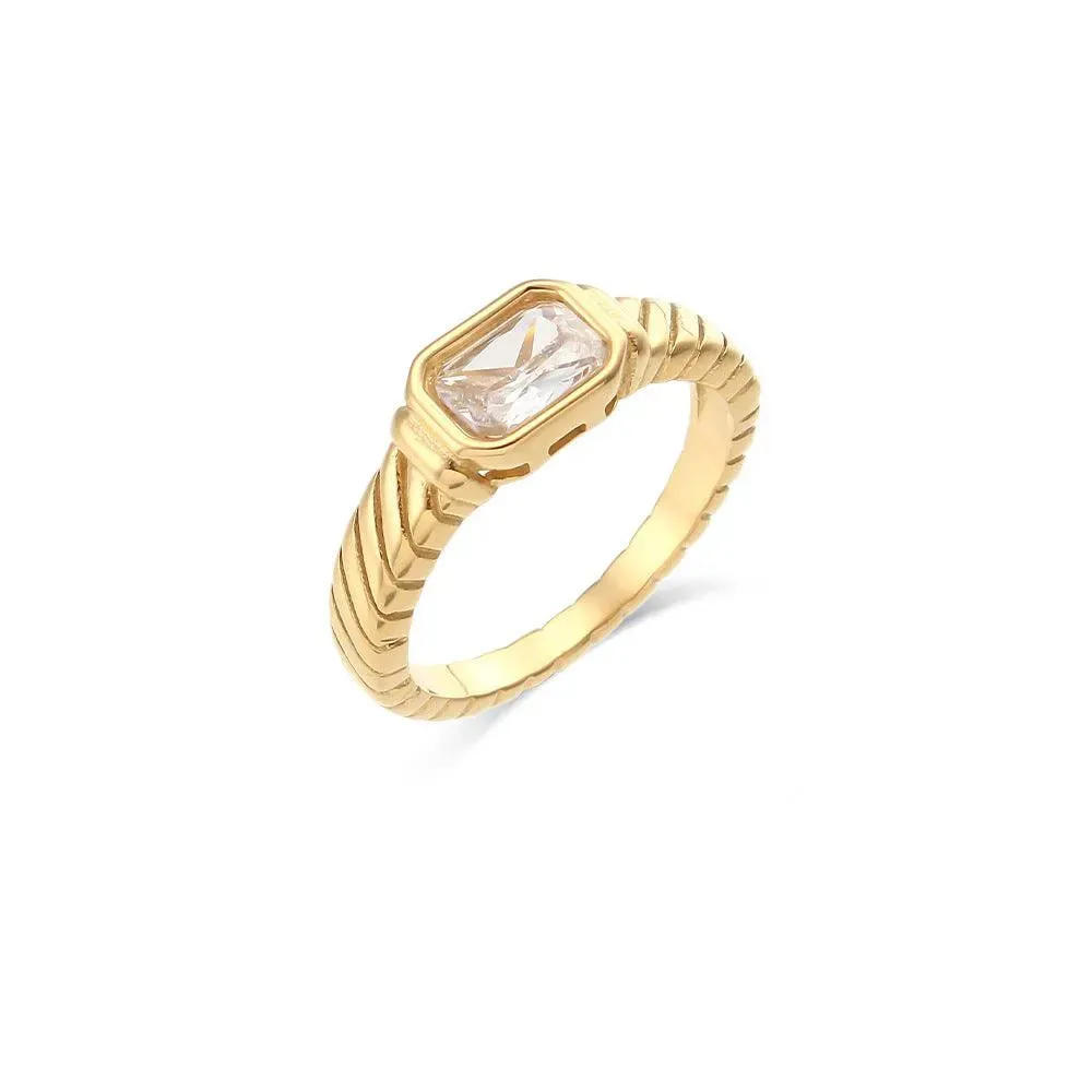 Geometric Cocktail Ring with Gemstone Accents - Fashion Ring for Women