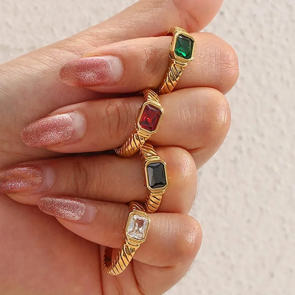 Geometric Cocktail Ring with Gemstone Accents - Fashion Ring for Women