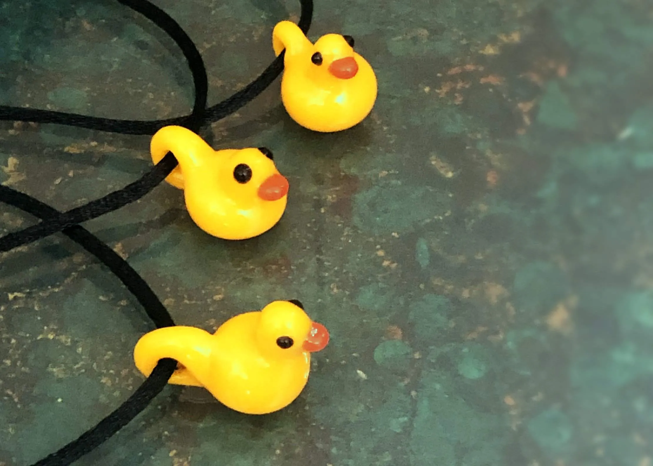 Glass Retro Rubber Duck Pendant