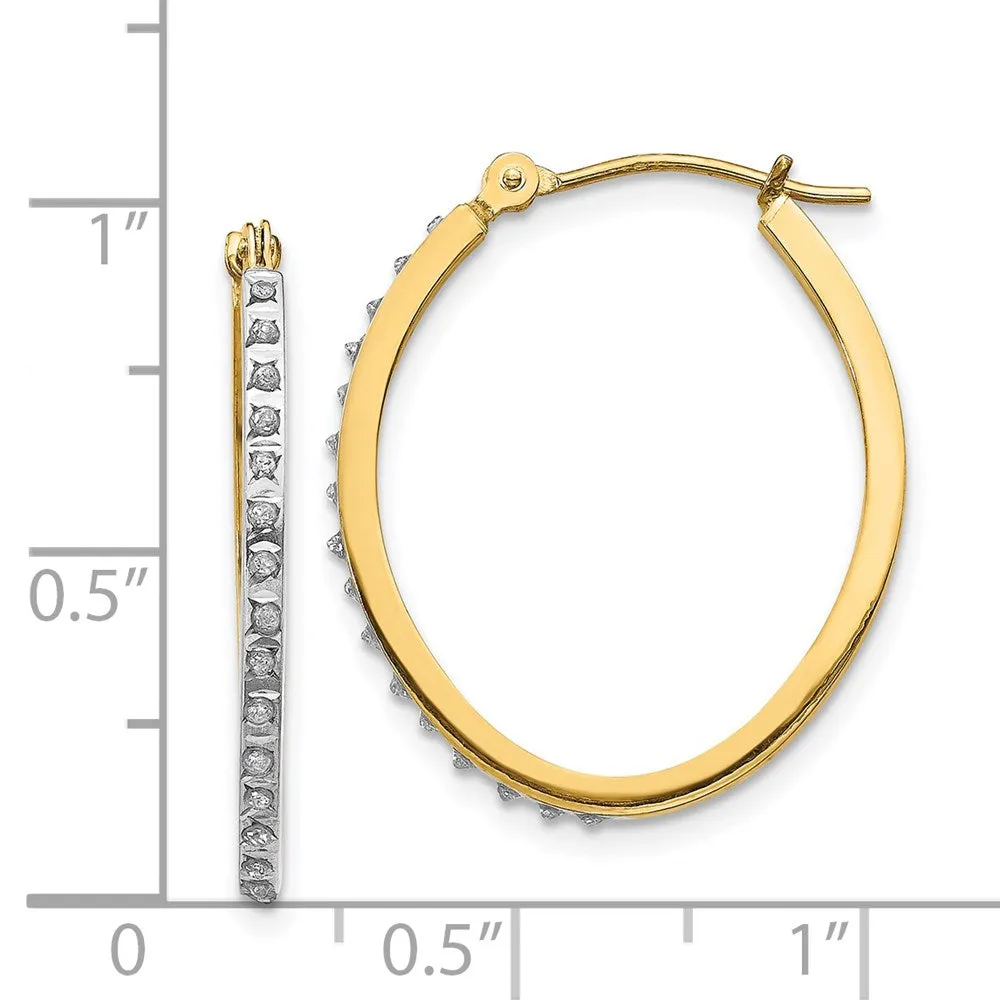 Gold Diamond Fascination Oval Hinged Hoop Earrings - Model DF124