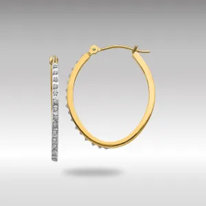 Gold Diamond Fascination Oval Hinged Hoop Earrings - Model DF124