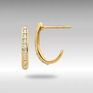 Gold Diamond J-Hoop Post Earrings - Model EM5493-020-YA