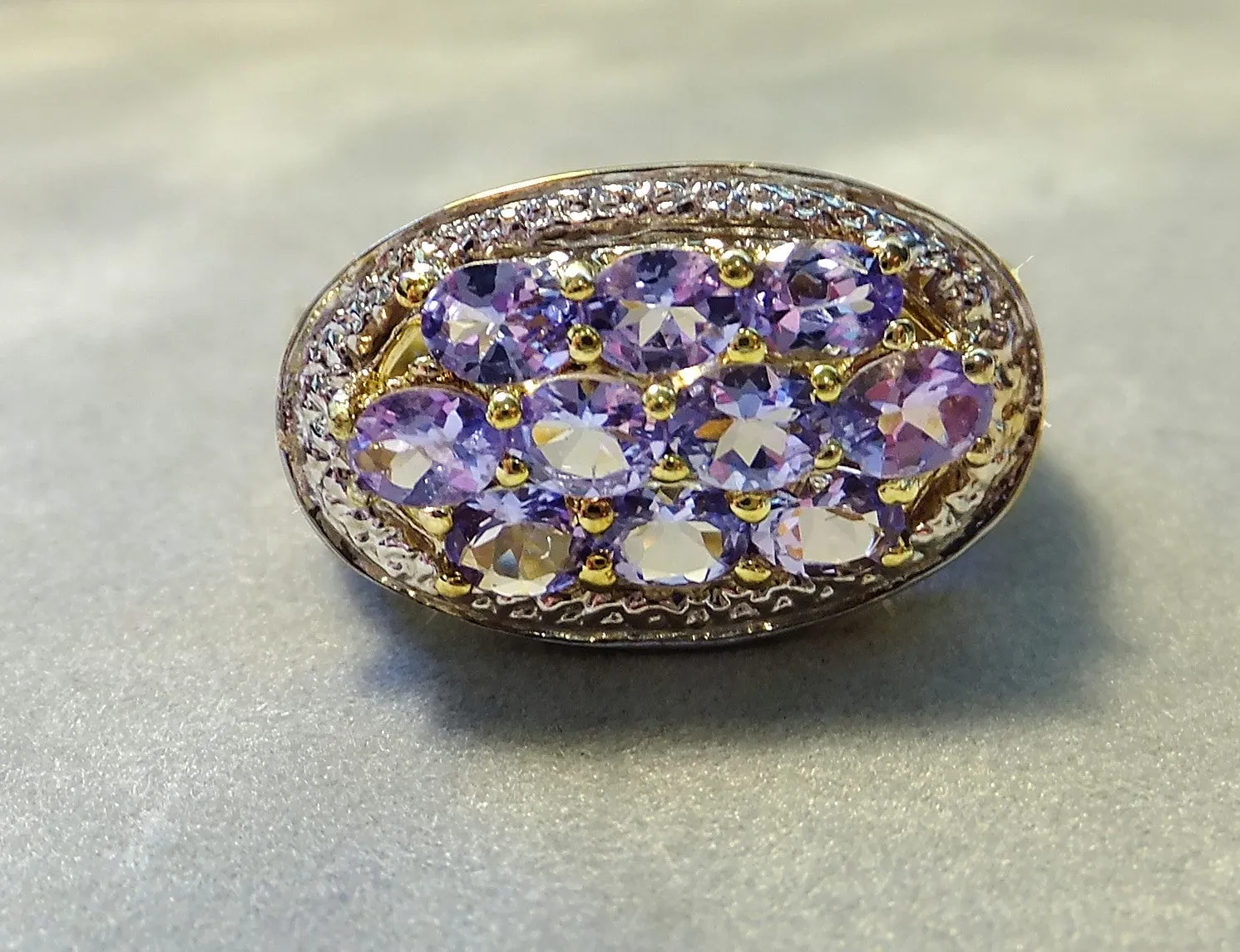 Golden Genuine Tanzanite Gemstone Ring