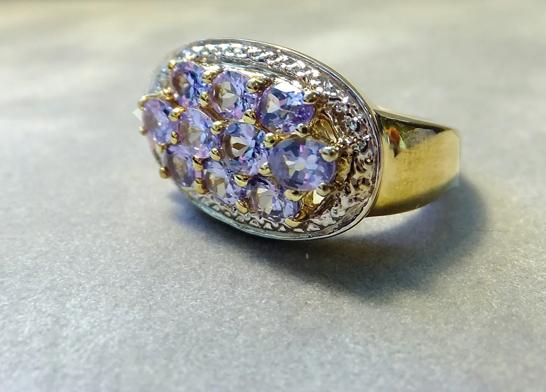 Golden Genuine Tanzanite Gemstone Ring