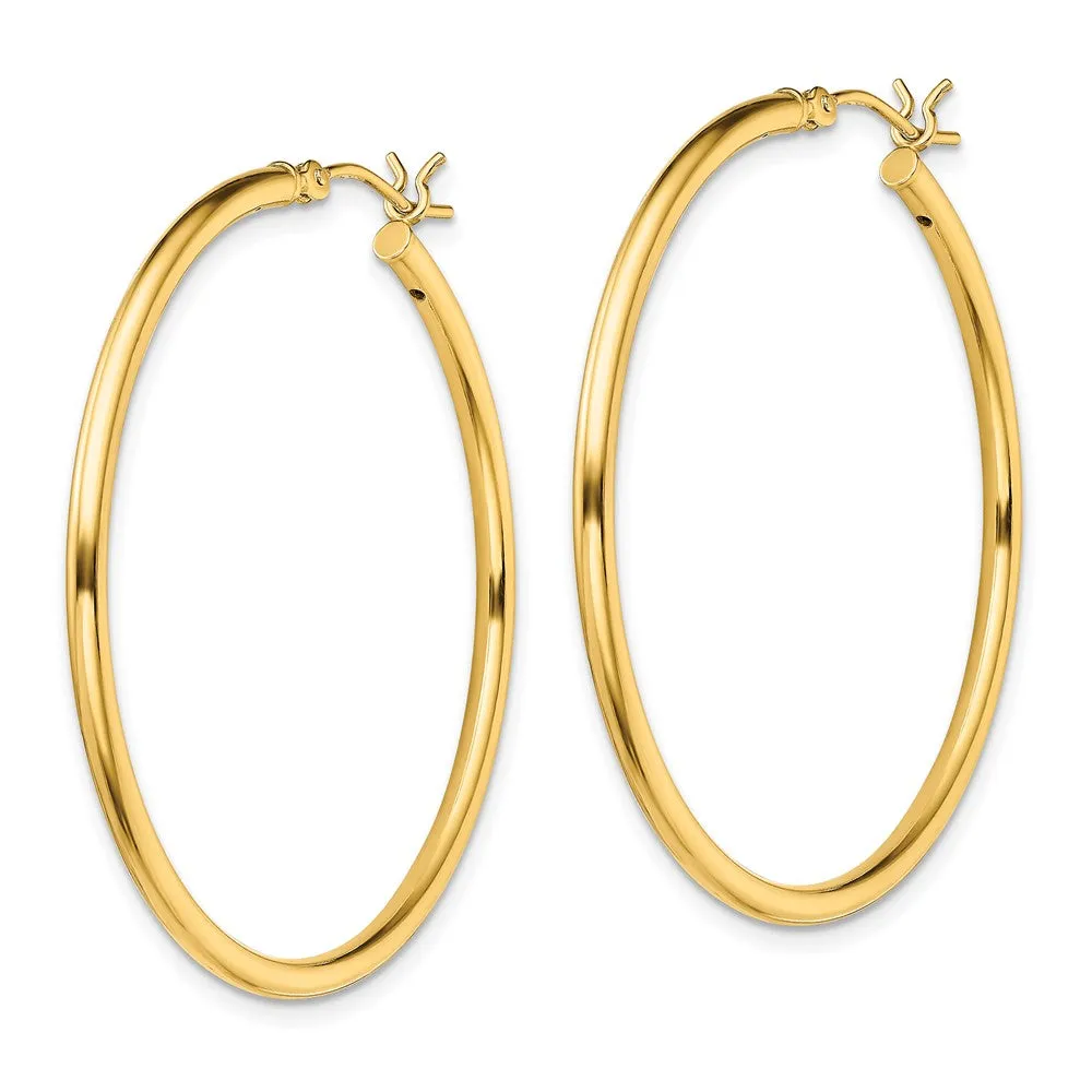 Goldtone Sterling Silver 2X40MM Hoop Earrings