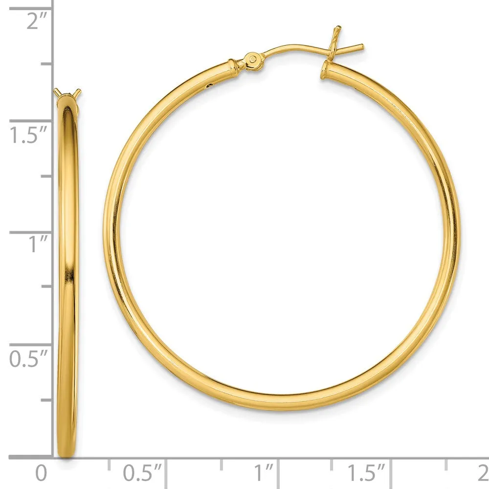 Goldtone Sterling Silver 2X40MM Hoop Earrings