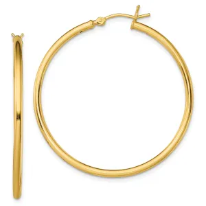 Goldtone Sterling Silver 2X40MM Hoop Earrings