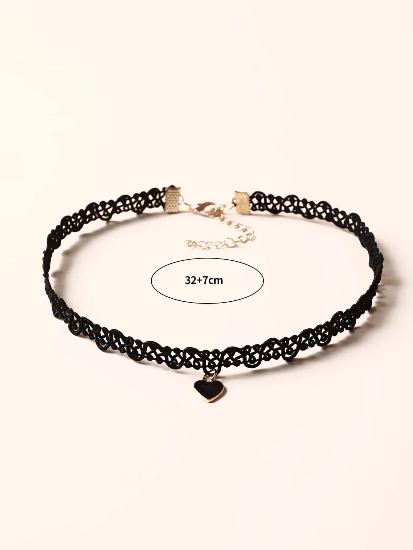 Heart Charm Choker Lace Jewelry Elegant Jewelry Lace Design Lace Necklace