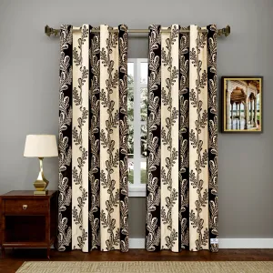 Heart Home Leaf Printed 7 ft Door Curtain for Living Room, Bed Room, Kids Room with 8 Eyelet- Pack of 2 (Brown)-Hs43Hearth25599(Polyester_Brown)