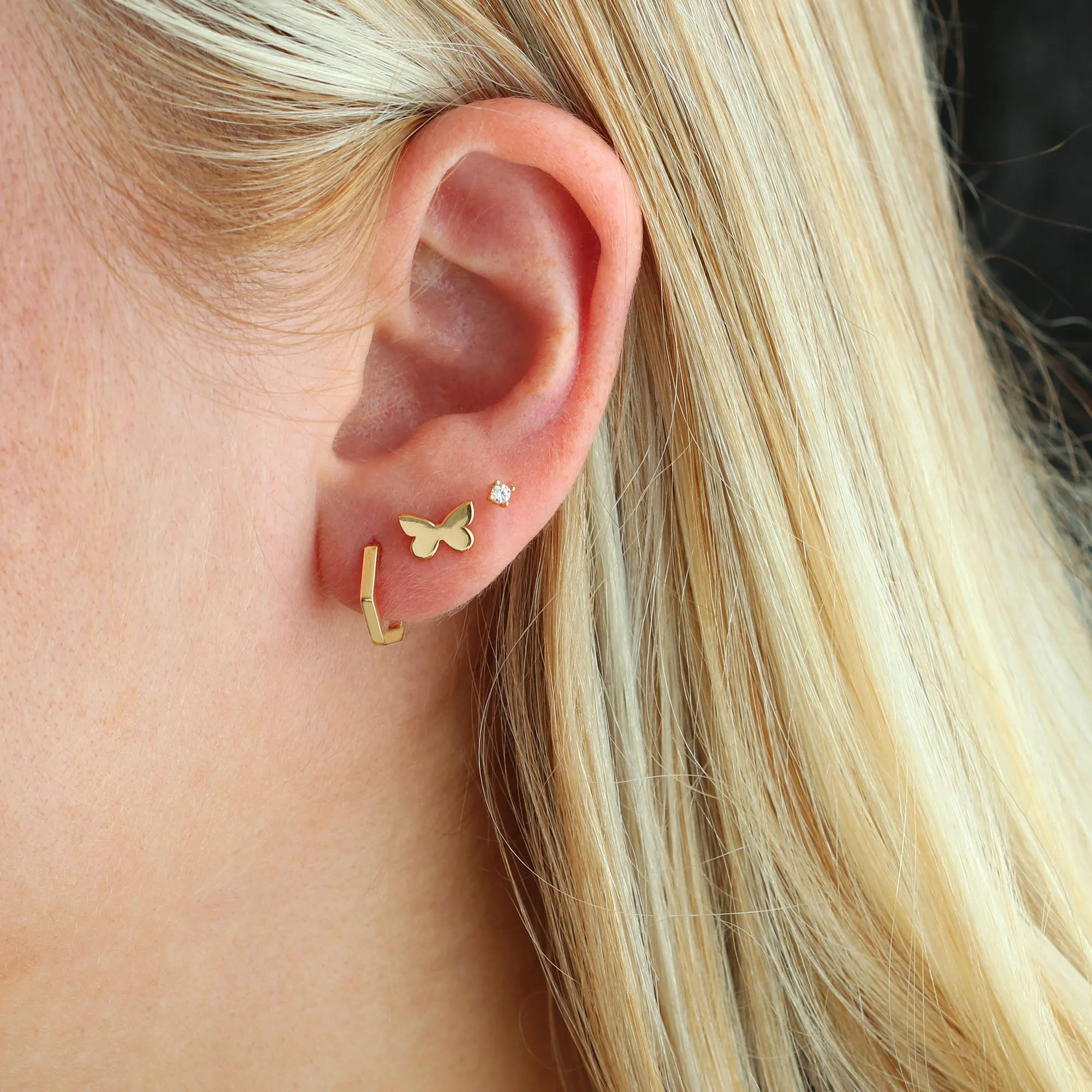 Hexagon Huggie Hoop Earrings