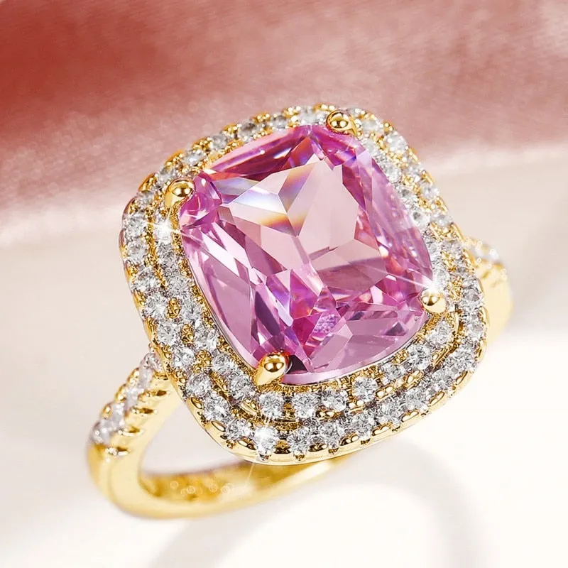 Huitan Gorgeous Pink CZ Rings for women / Brilliant Engagement , Wedding, Valentines Love Gift