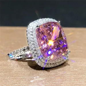 Huitan Gorgeous Pink CZ Rings for women / Brilliant Engagement , Wedding, Valentines Love Gift