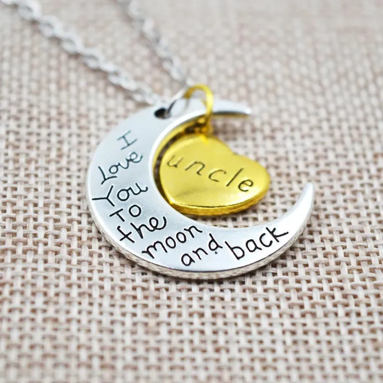 I Love You To The Moon And Back Silver Necklace Vintage Family Necklaces Pendants Fashion Women Jewelry Mom Christmas Gift