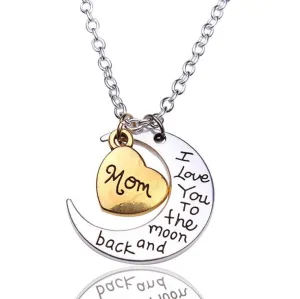 I Love You To The Moon And Back Silver Necklace Vintage Family Necklaces Pendants Fashion Women Jewelry Mom Christmas Gift