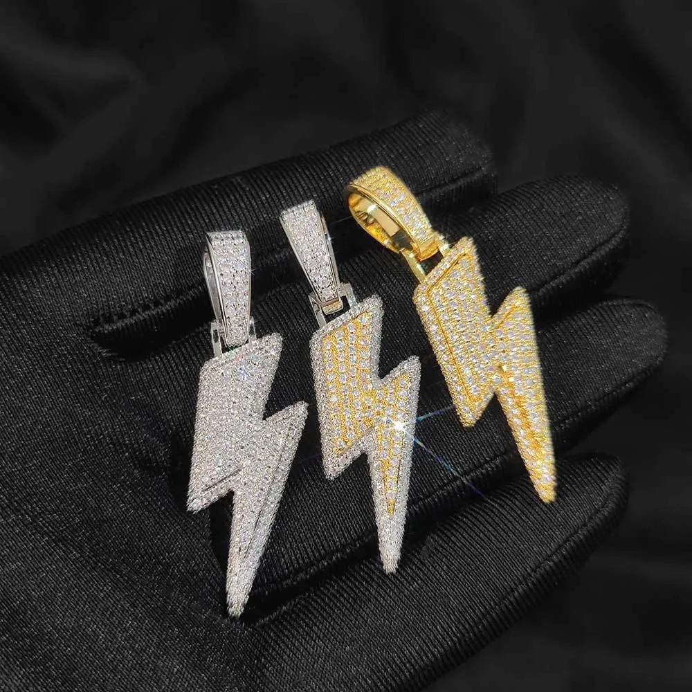 Iced Lightning Bolt Pendant