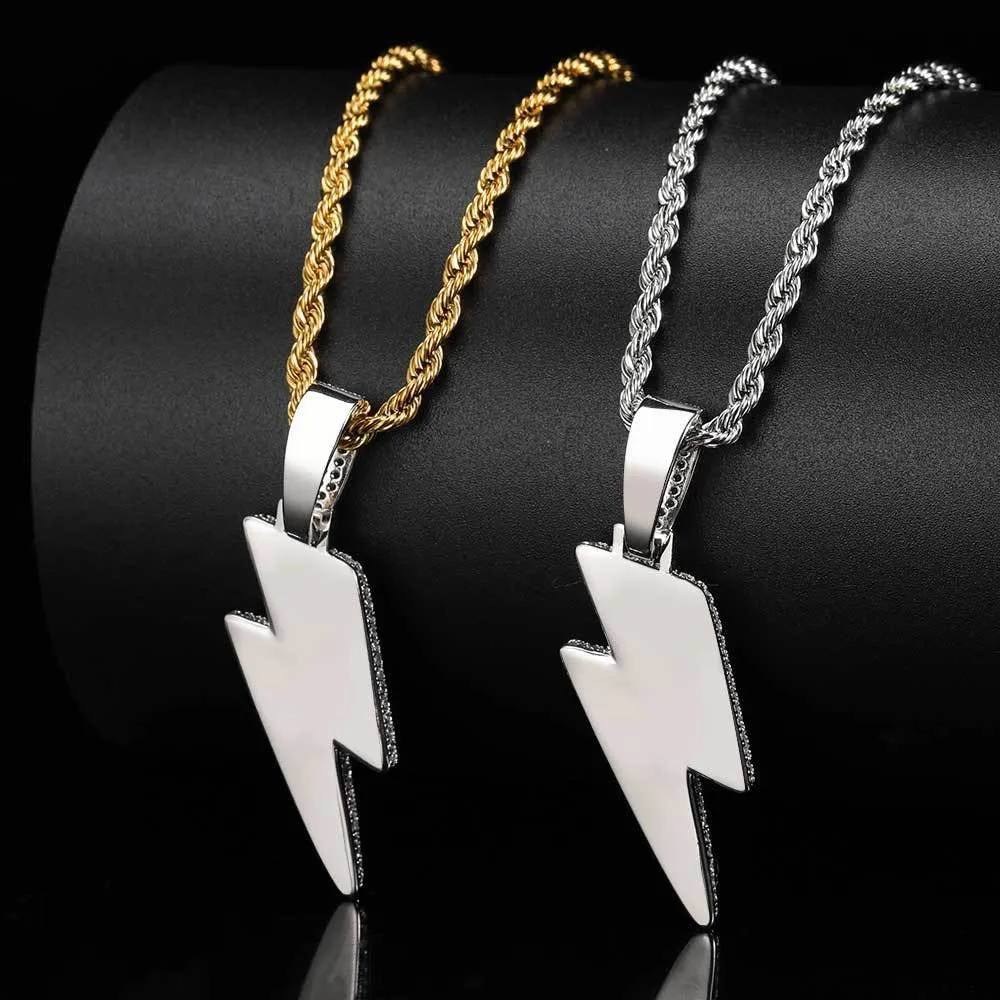 Iced Lightning Bolt Pendant