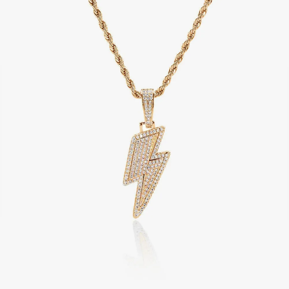 Iced Lightning Bolt Pendant