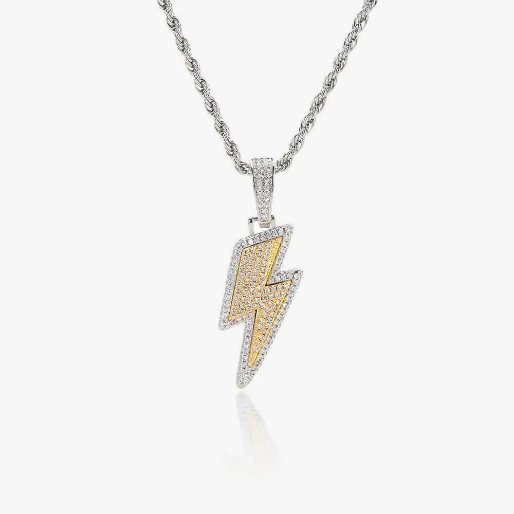 Iced Lightning Bolt Pendant