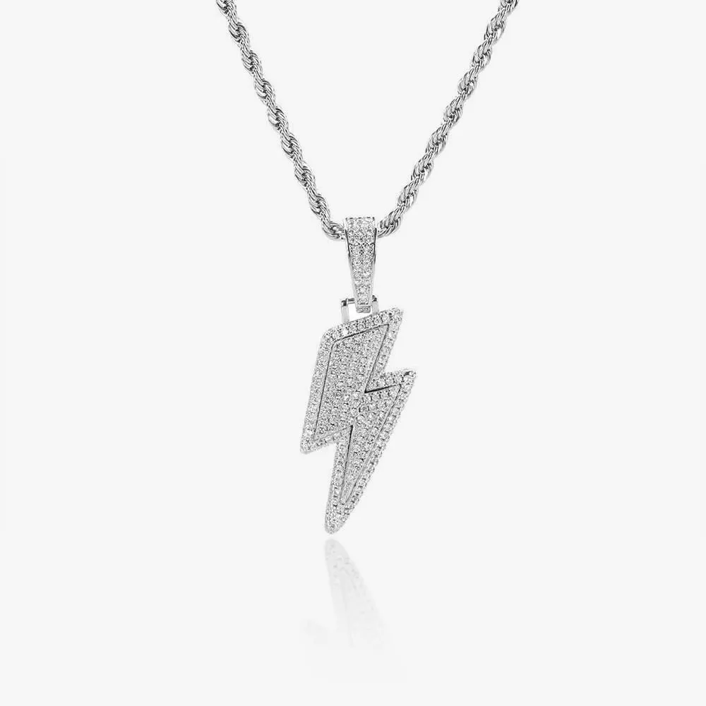 Iced Lightning Bolt Pendant