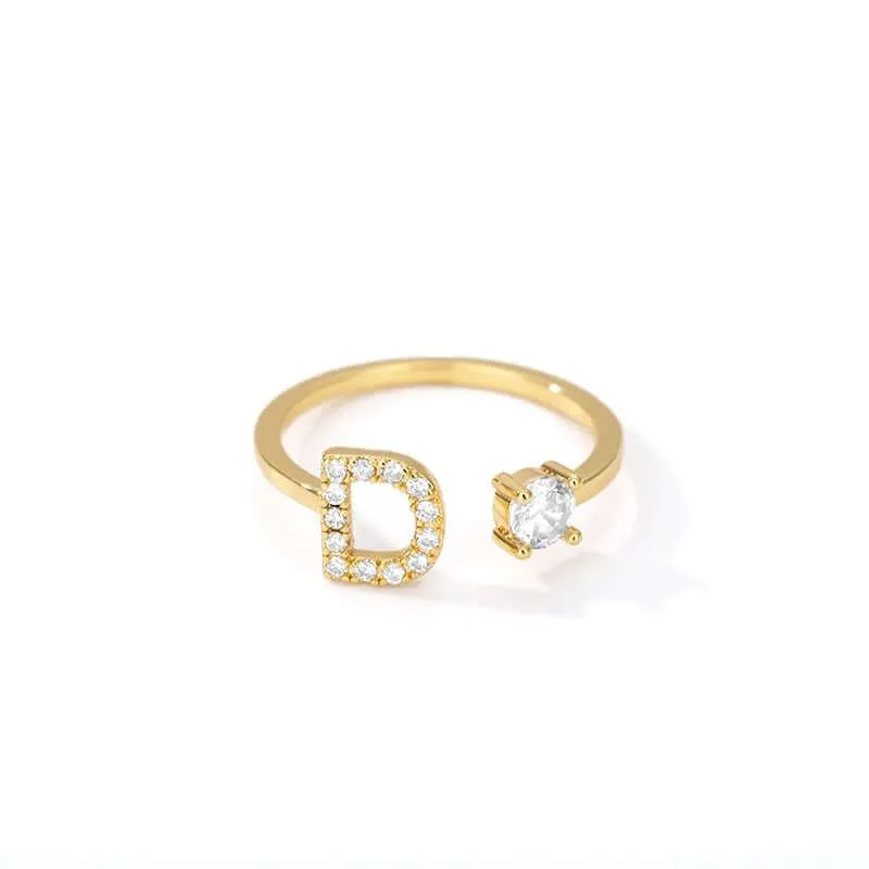 Initial A-Z Letter Rings For Women