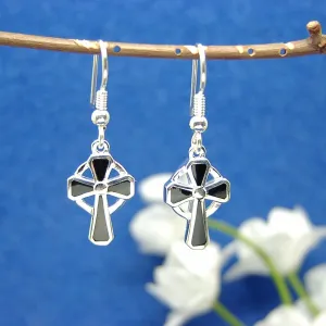 Inlay cross earrings