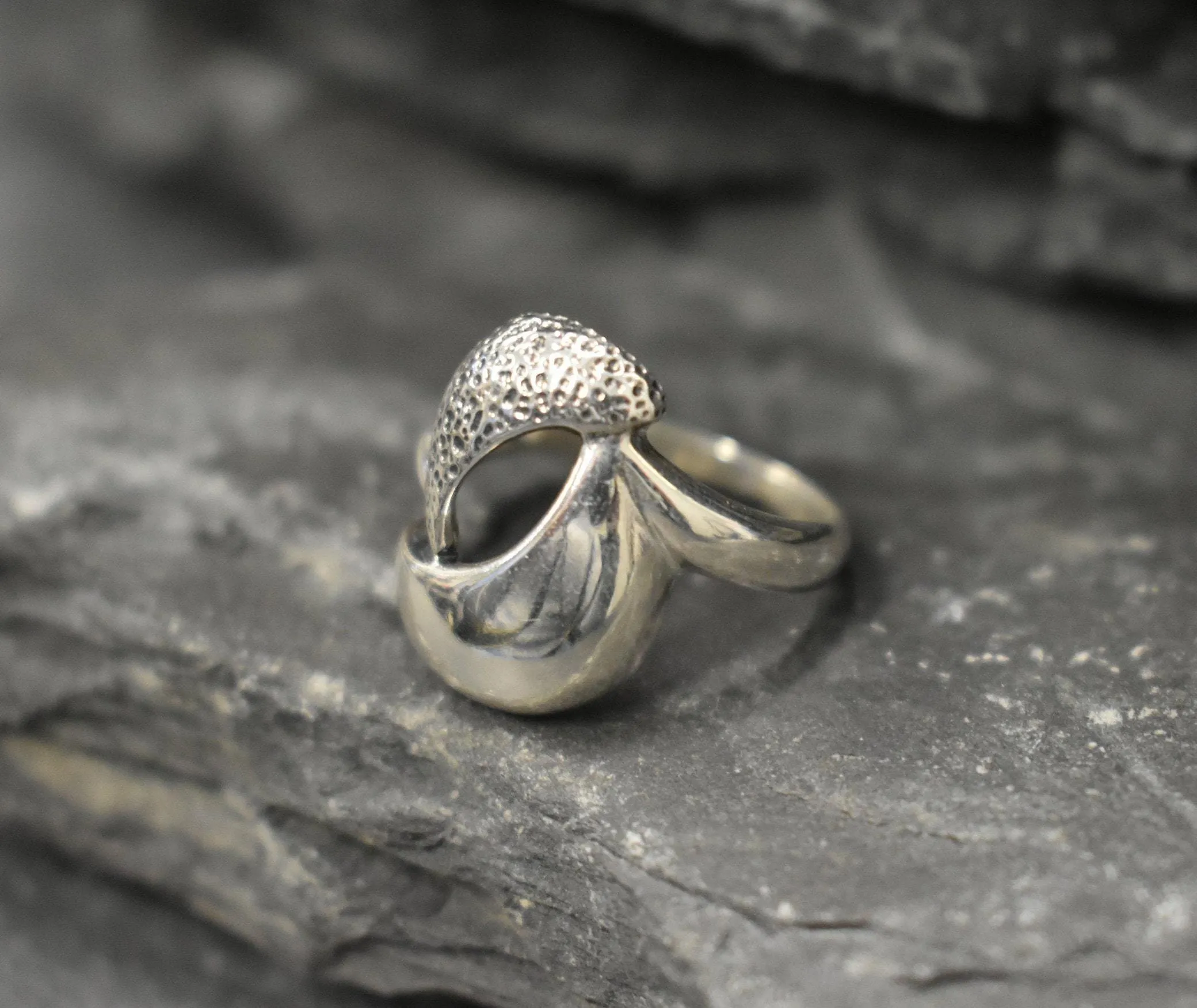 Intertwined Silver Ring - Yin Yang Ring - Silver Curved Ring