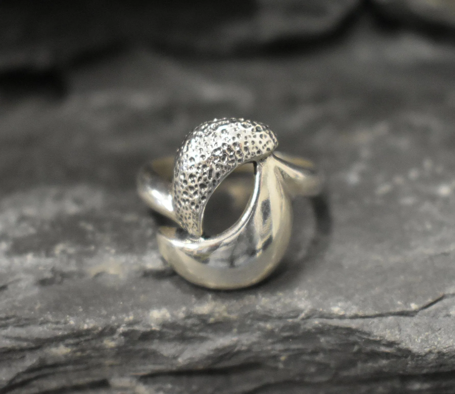 Intertwined Silver Ring - Yin Yang Ring - Silver Curved Ring