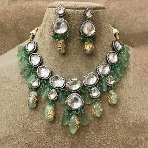 Ishhaara Bride In Big Polki Semi Precious Necklace Set