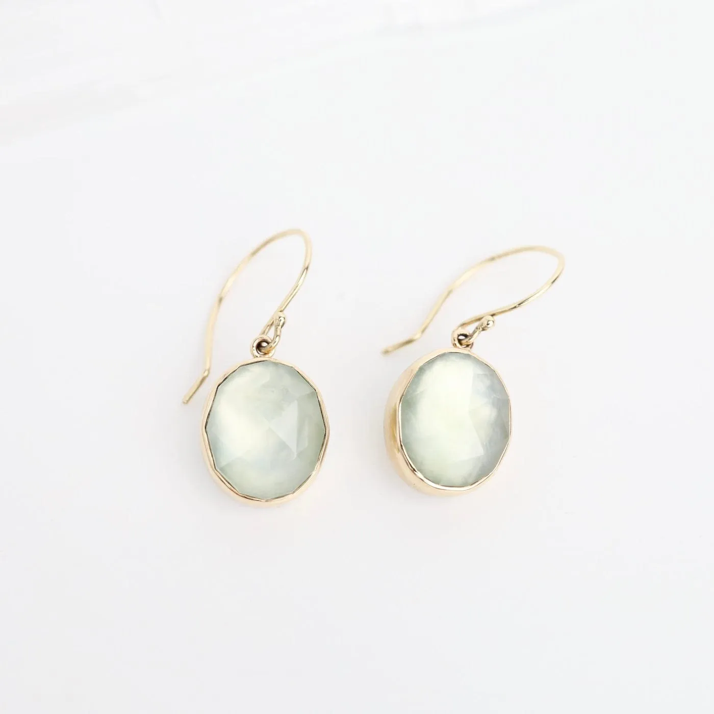 Jamie Joseph Oval Rose Cut Prehnite Earrings