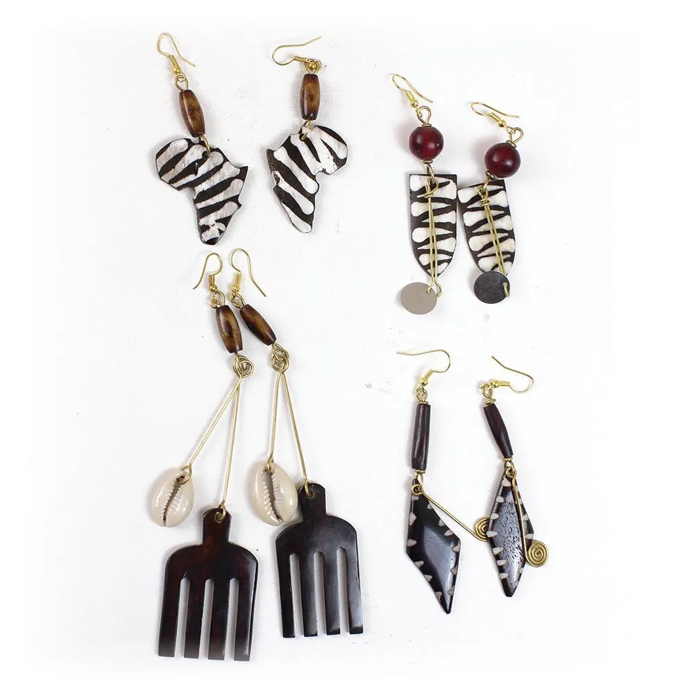 Kenyan Bone & Brass Earrings