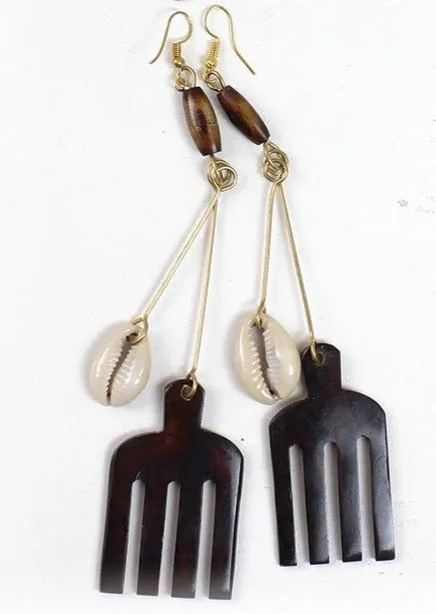 Kenyan Bone & Brass Earrings