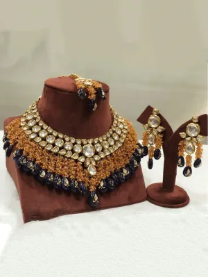 Kundan Coral Precious Stone Set