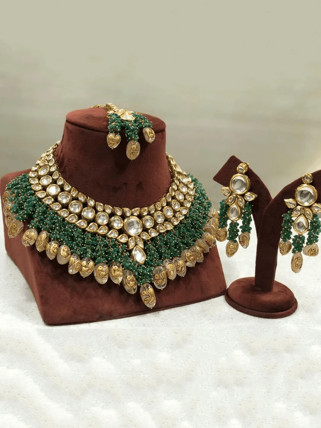 Kundan Coral Precious Stone Set