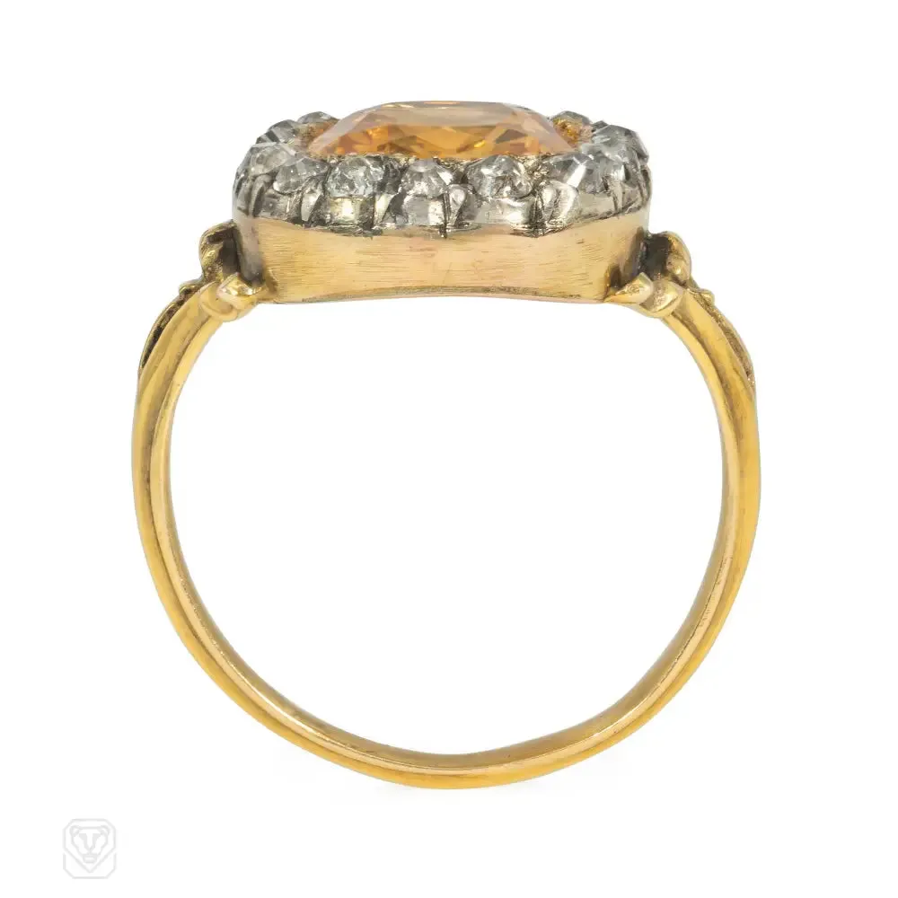 Late Georgian gold, topaz, and diamond cluster ring