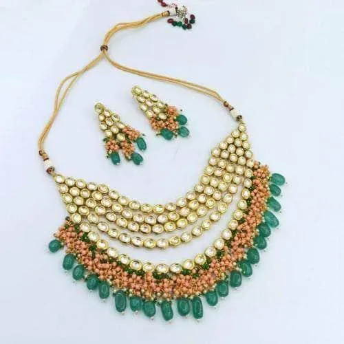 Layered Kundan Coral Hanging Set