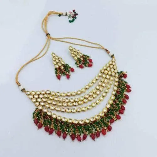 Layered Kundan Coral Hanging Set