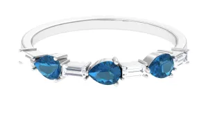 London Blue Topaz and Diamond East West Half Eternity Band