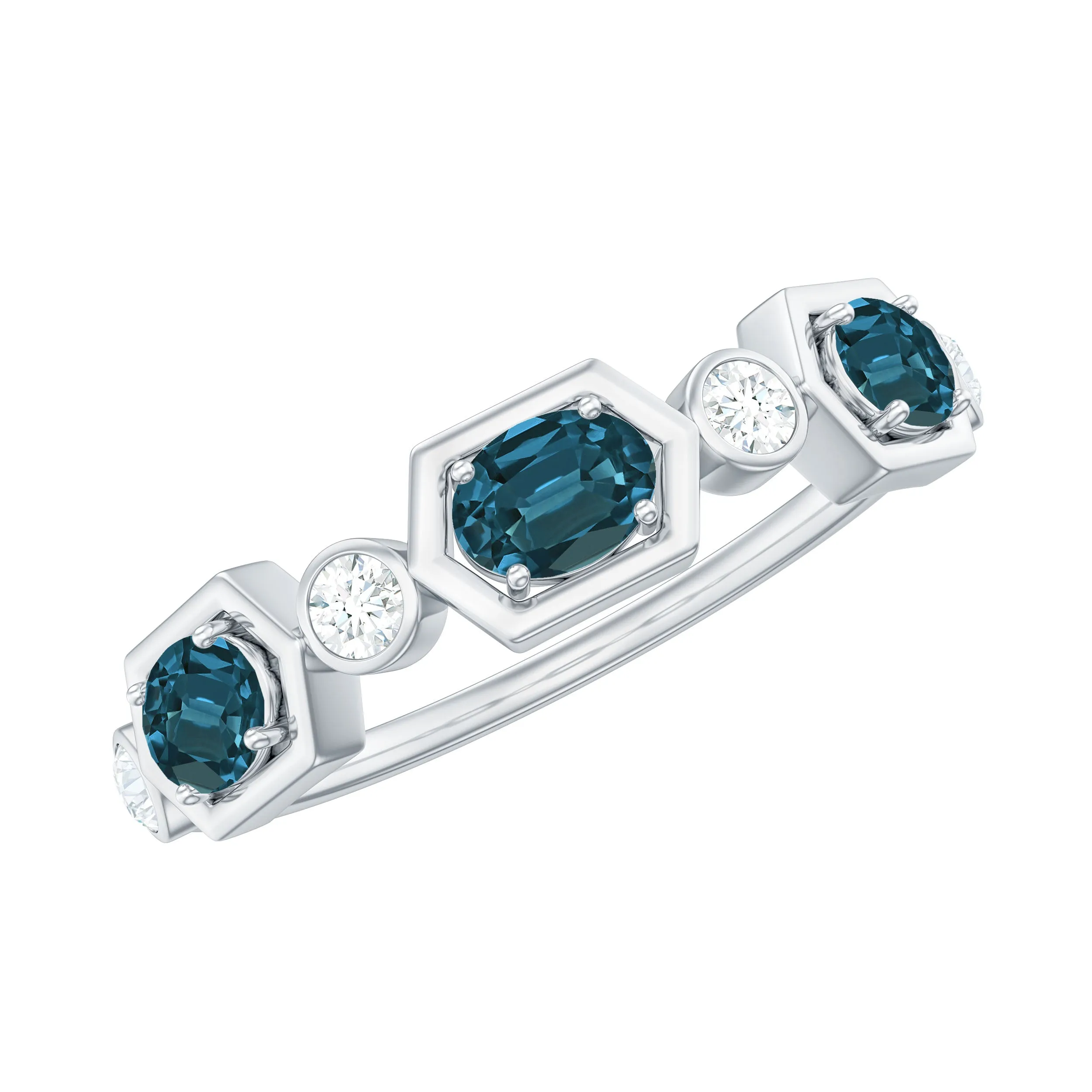 London Blue Topaz and Diamond Eternity Anniversary Band