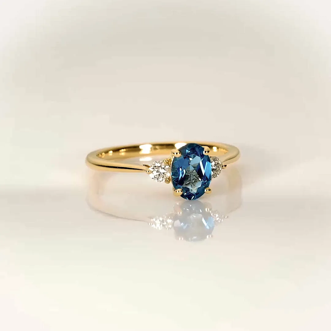 London Blue Topaz and Diamond Ring White Gold - Kindra