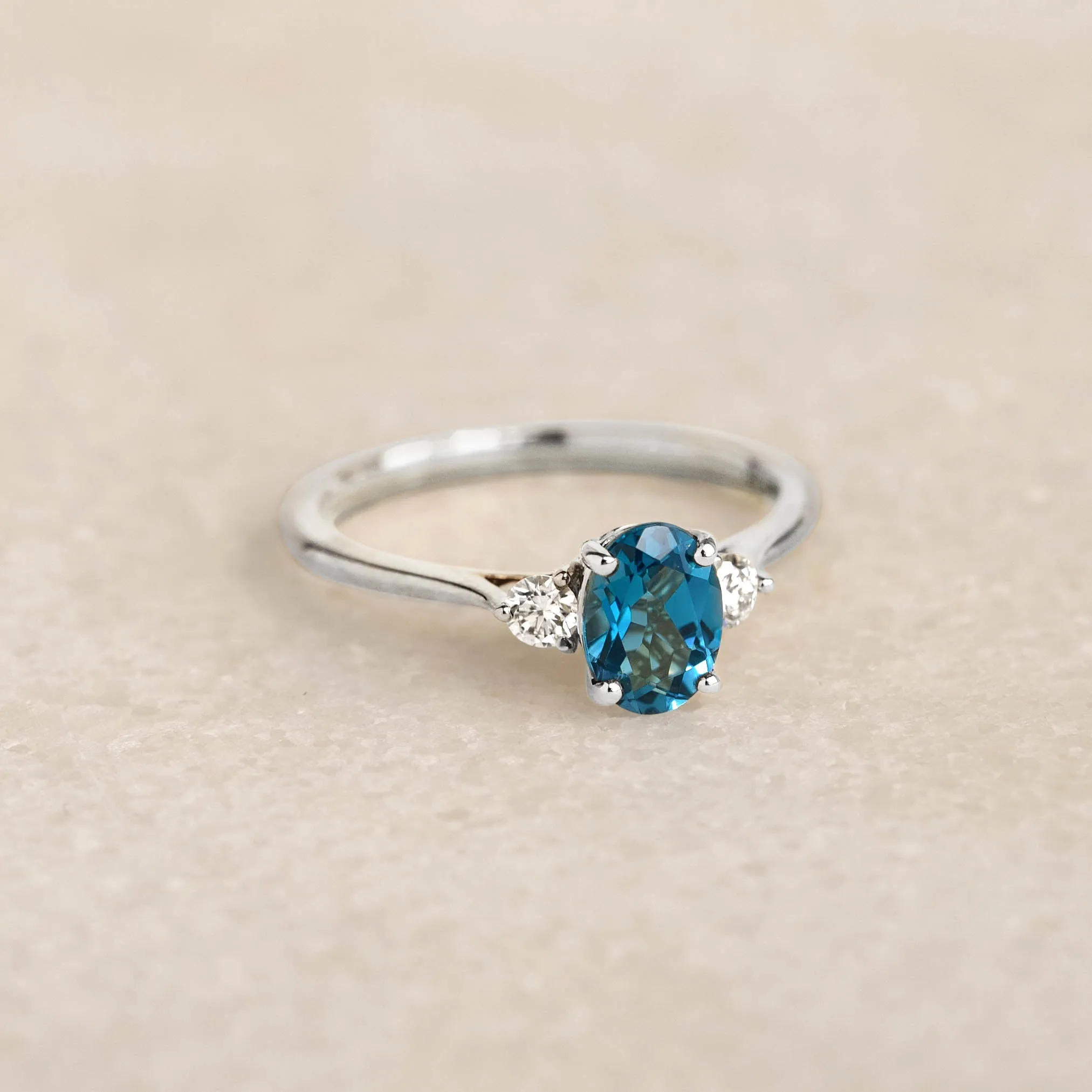 London Blue Topaz and Diamond Ring White Gold - Kindra