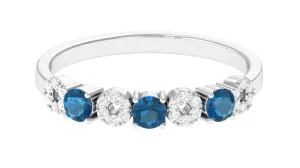 London Blue Topaz and Diamond Semi Eternity Ring